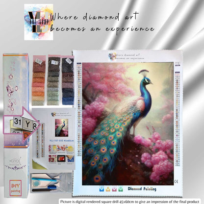 Blossoming Majesty - Peacock Diamond Painting Kit - YLJ Art Shop - YLJ Art Shop