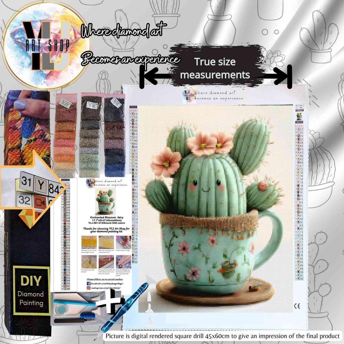 Cactus Cutie - Cactus Diamond Painting Kit - YLJ Art Shop