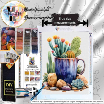 Desert Bloom Mug - Cactus Diamond Painting Kit - YLJ Art Shop