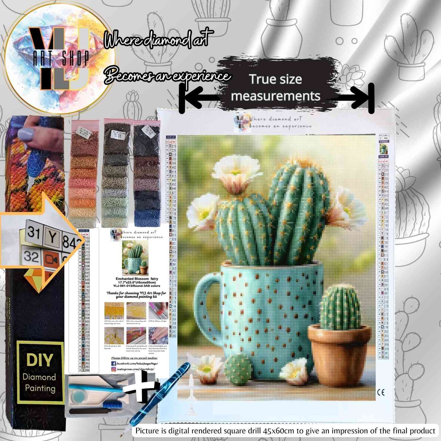 Desert Cup Magic - Cactus Diamond Painting Kit - YLJ Art Shop