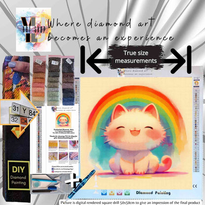 Happy Rainbow Cat - Toon Diamond Painting Kit - YLJ Art Shop