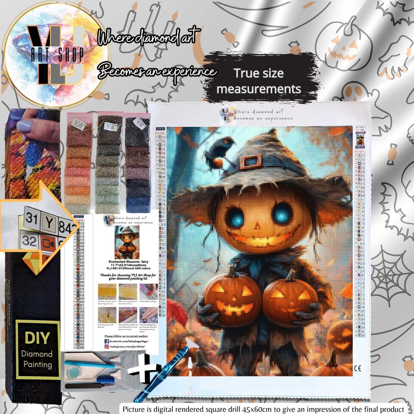 Jack-O'-Lantern Mischief - Halloween Diamond Painting Kit - YLJ Art Shop - YLJ Art Shop