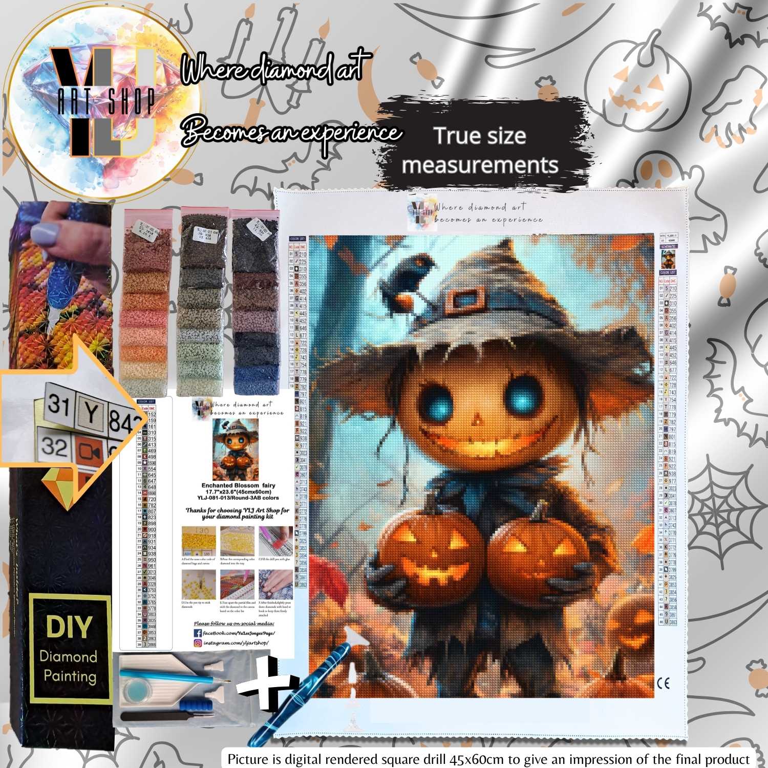 Jack-O'-Lantern Mischief - Halloween Diamond Painting Kit - YLJ Art Shop - YLJ Art Shop