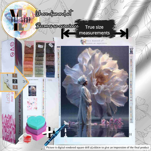 Moonpetal Grace – Floral Diamond Painting Kit - YLJ Art Shop