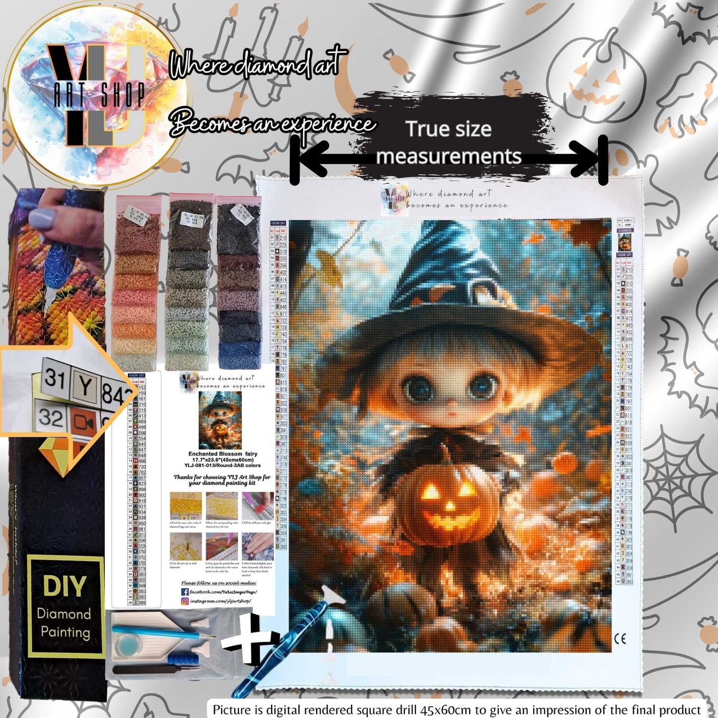 Pumpkin Witch - Halloween Diamond Painting Kit - YLJ Art Shop - YLJ Art Shop