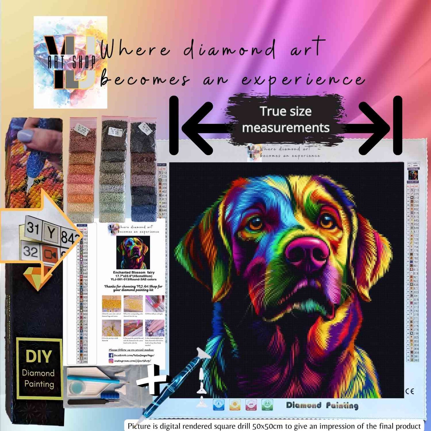 Rainbow Lab - Dog Diamond Painting Kit - YLJ Art Shop