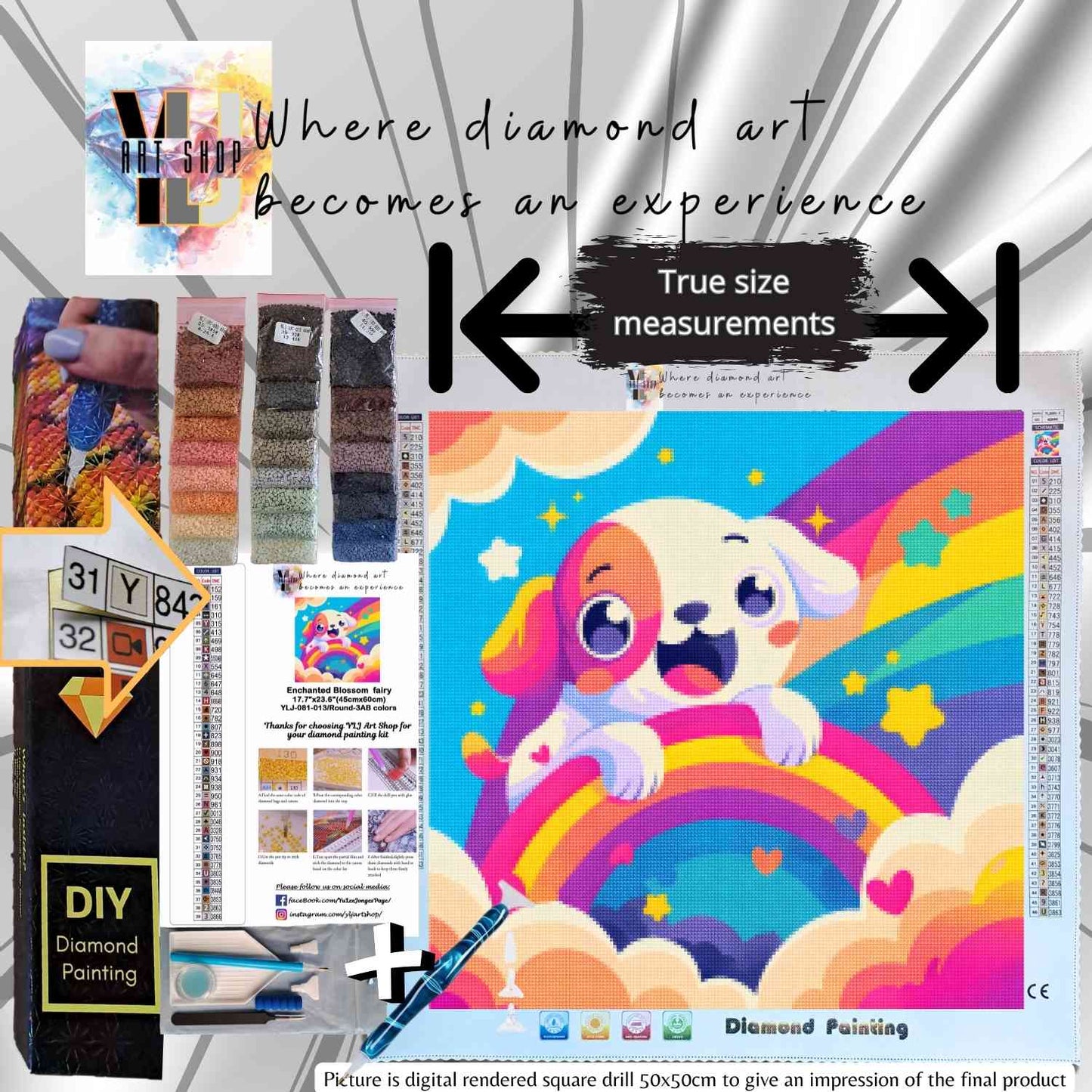 Rainbow Paws - Toon Diamond Painting Kit - YLJ Art Shop