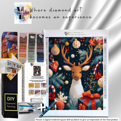 Rudolph's Festive Forest Frenzy - Christmas Diamond Painting Kit - YLJ Art Shop - YLJ Art Shop