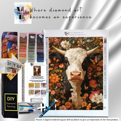 Butterfly Meadow Cow - Cow Diamond Painting Kit - YLJ Art Shop - YLJ Art Shop