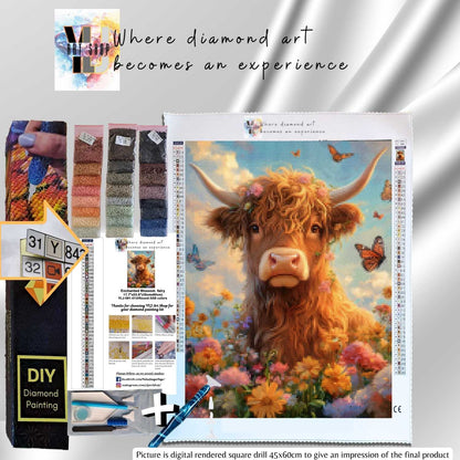 Golden Meadow Cow - Cow Diamond Painting Kit - YLJ Art Shop - YLJ Art Shop