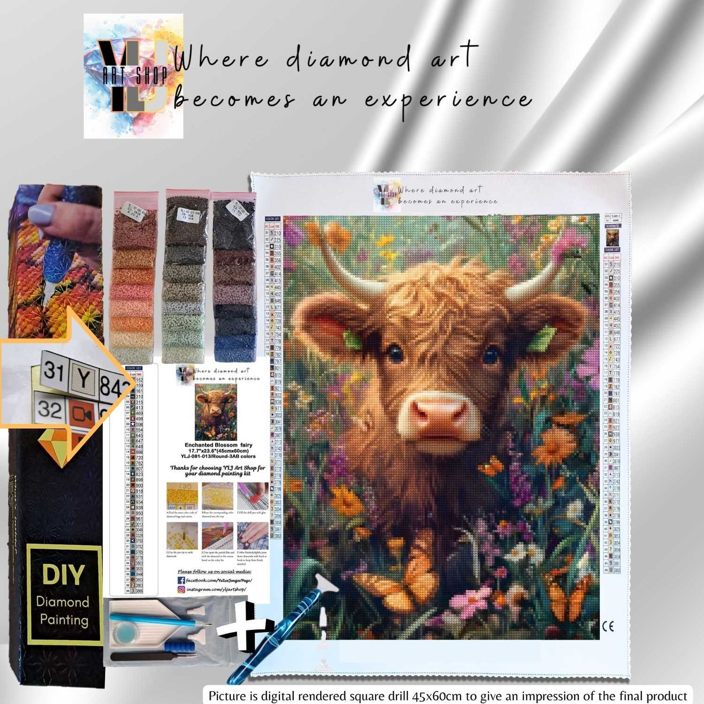 Field of Dreams - Cow Diamond Painting Kit - YLJ Art Shop - YLJ Art Shop