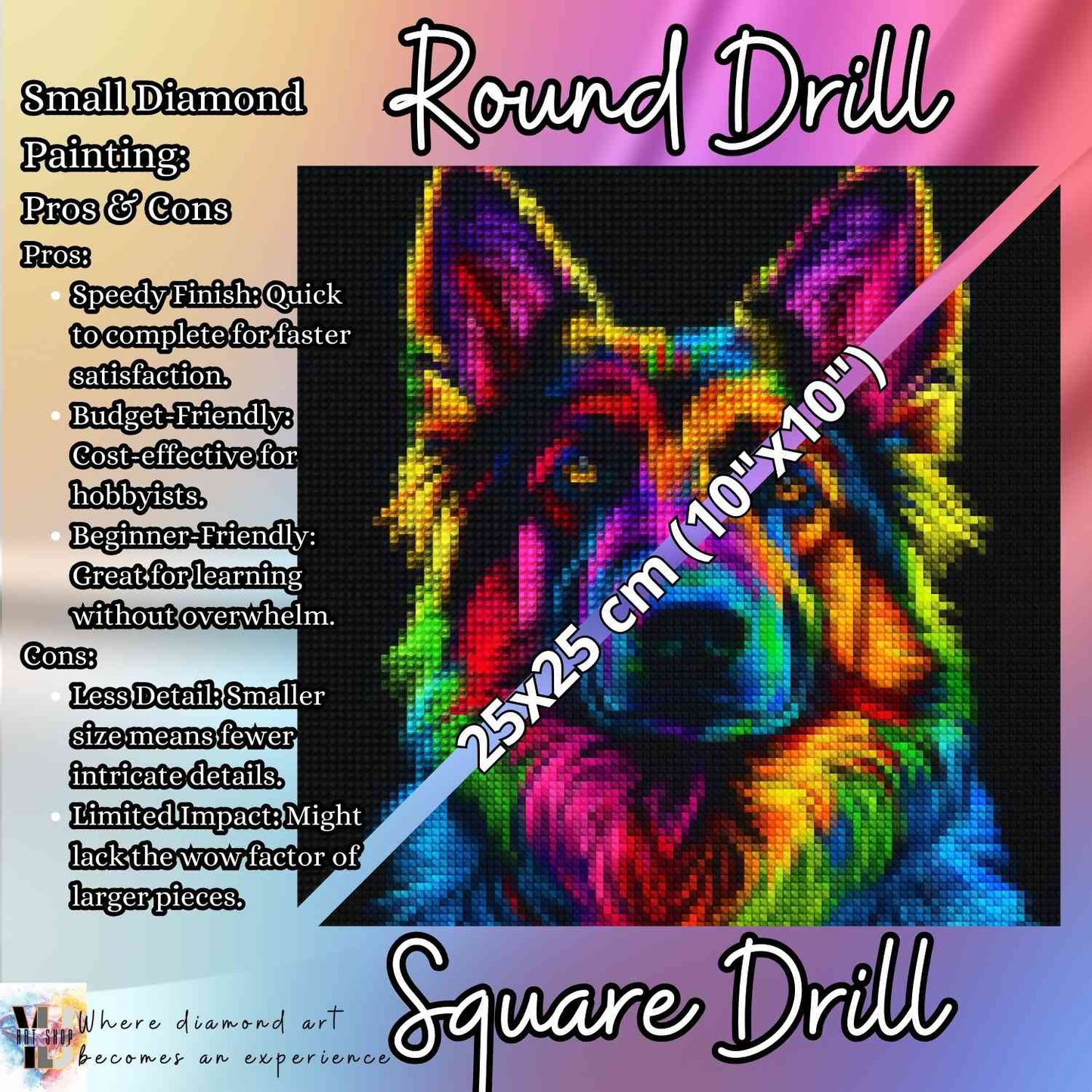 Rainbow Shepherd - Dog Diamond Painting Kit - YLJ Art Shop