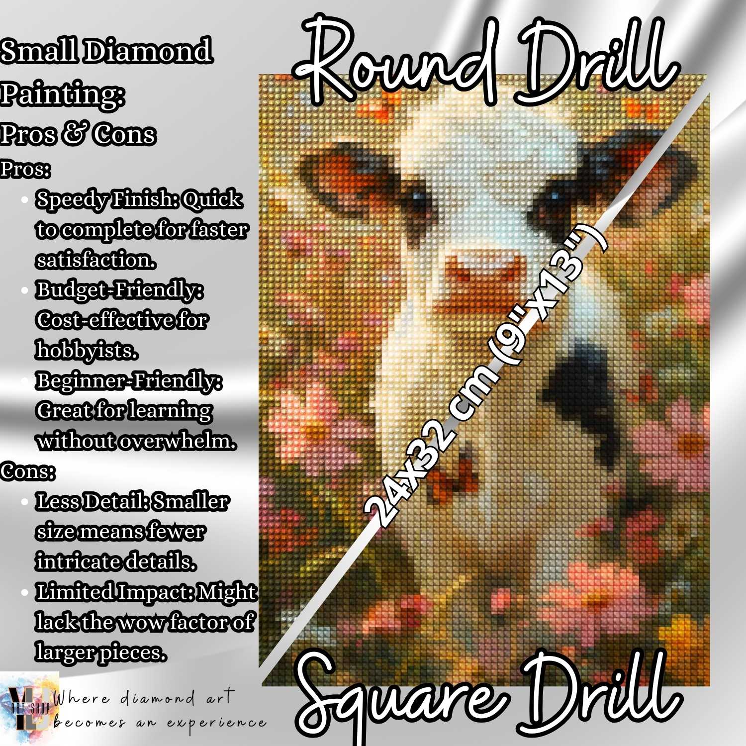 Blossom Meadow Calf - Cow Diamond Painting Kit - YLJ Art Shop - YLJ Art Shop