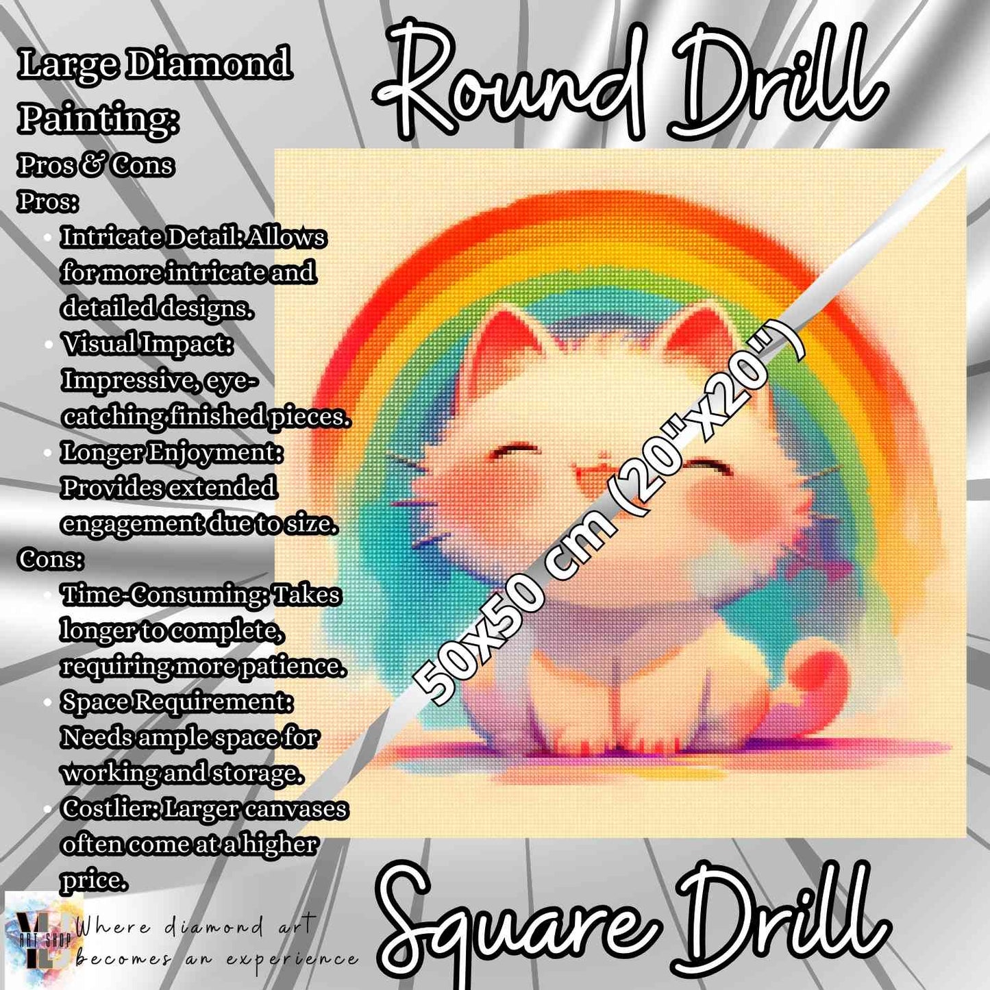 Happy Rainbow Cat - Toon Diamond Painting Kit - YLJ Art Shop