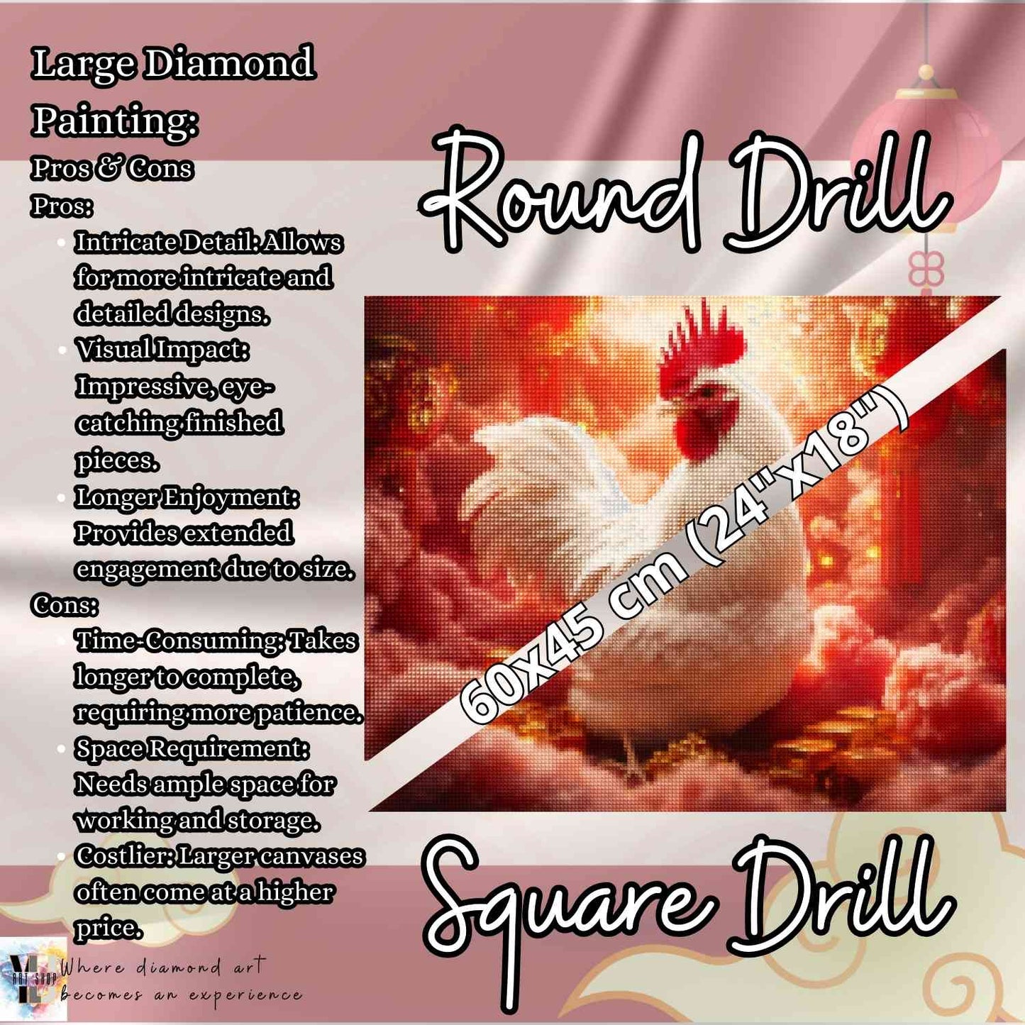 Imperial Dawn Rooster - Chinese Zodiac Diamond Painting Kit - YLJ Art Shop