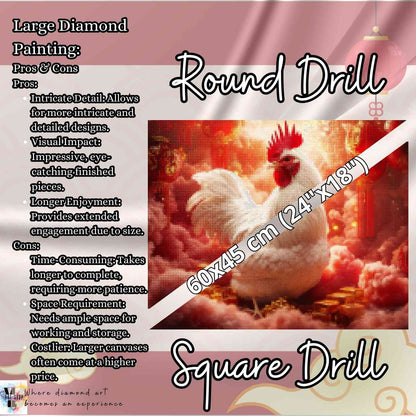 Imperial Dawn Rooster - Chinese Zodiac Diamond Painting Kit - YLJ Art Shop