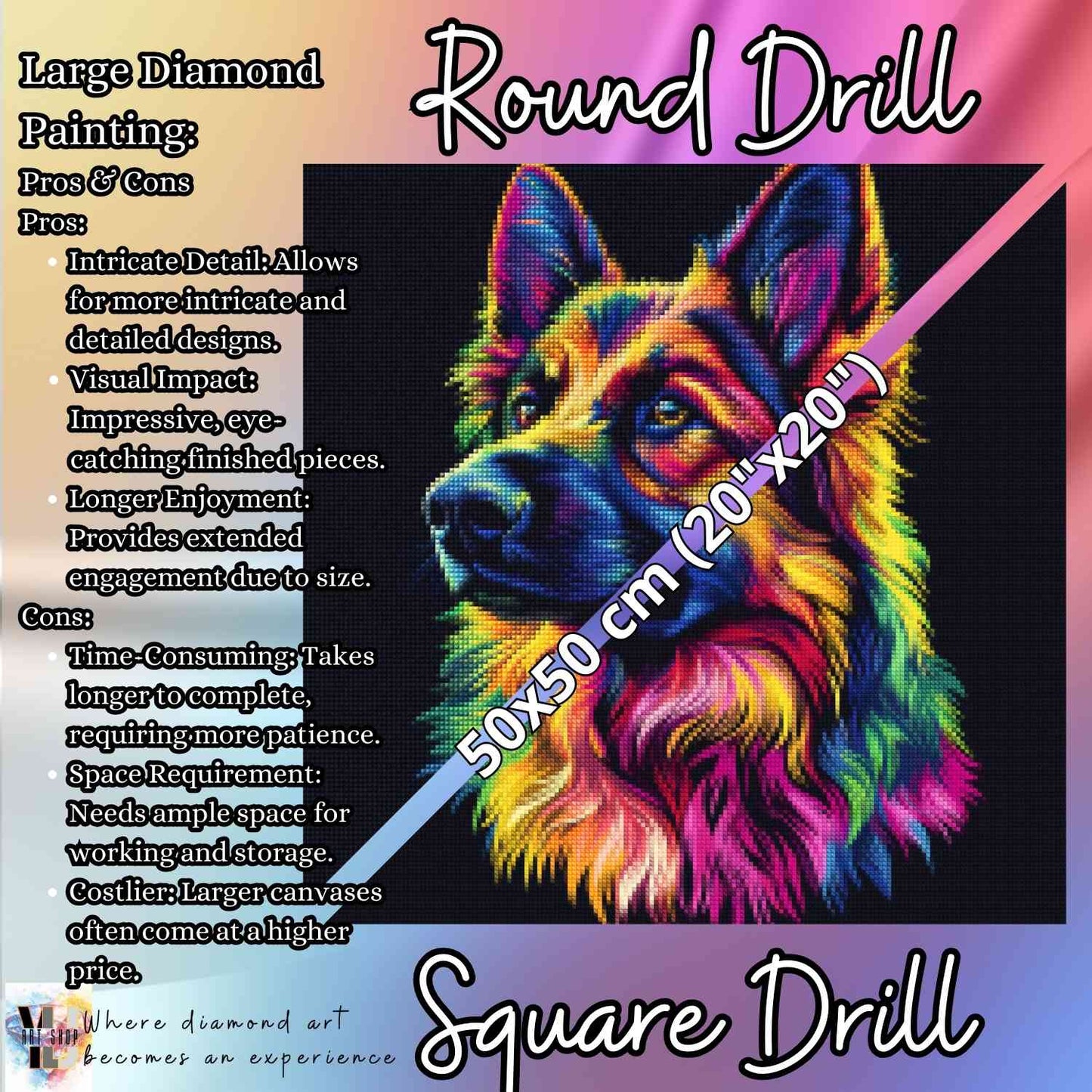 Neon Shepherd - Dog Diamond Painting Kit - YLJ Art Shop