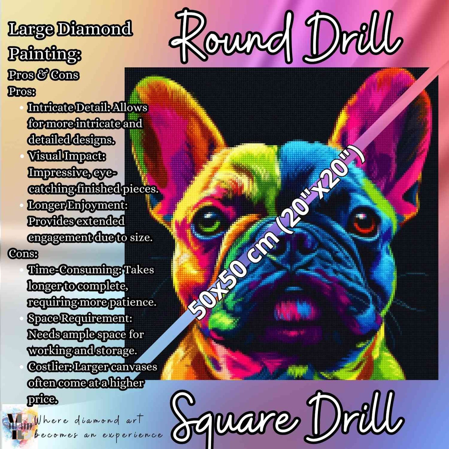 Rainbow Bulldog - Dog Diamond Painting Kit - YLJ Art Shop