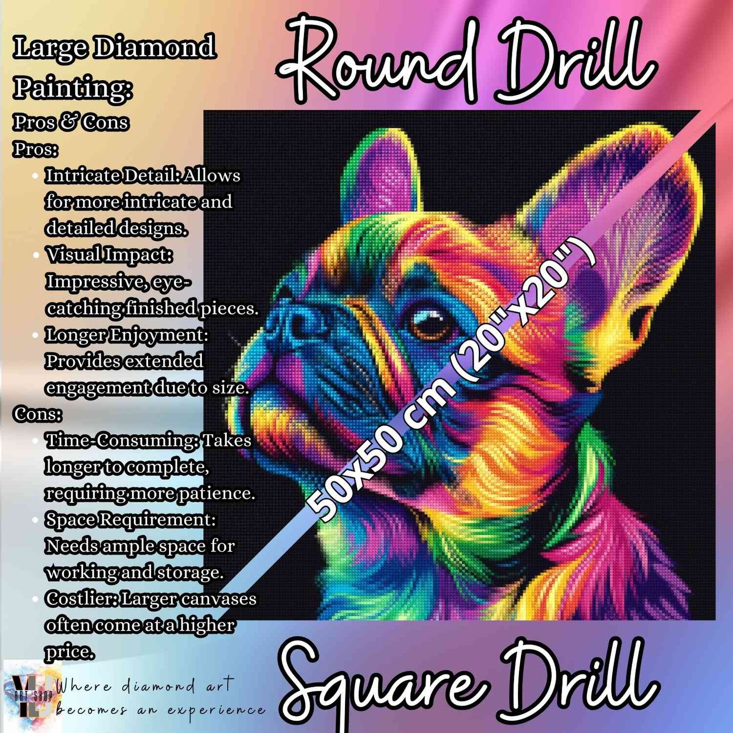 Rainbow Frenchie - Dog Diamond Painting Kit - YLJ Art Shop