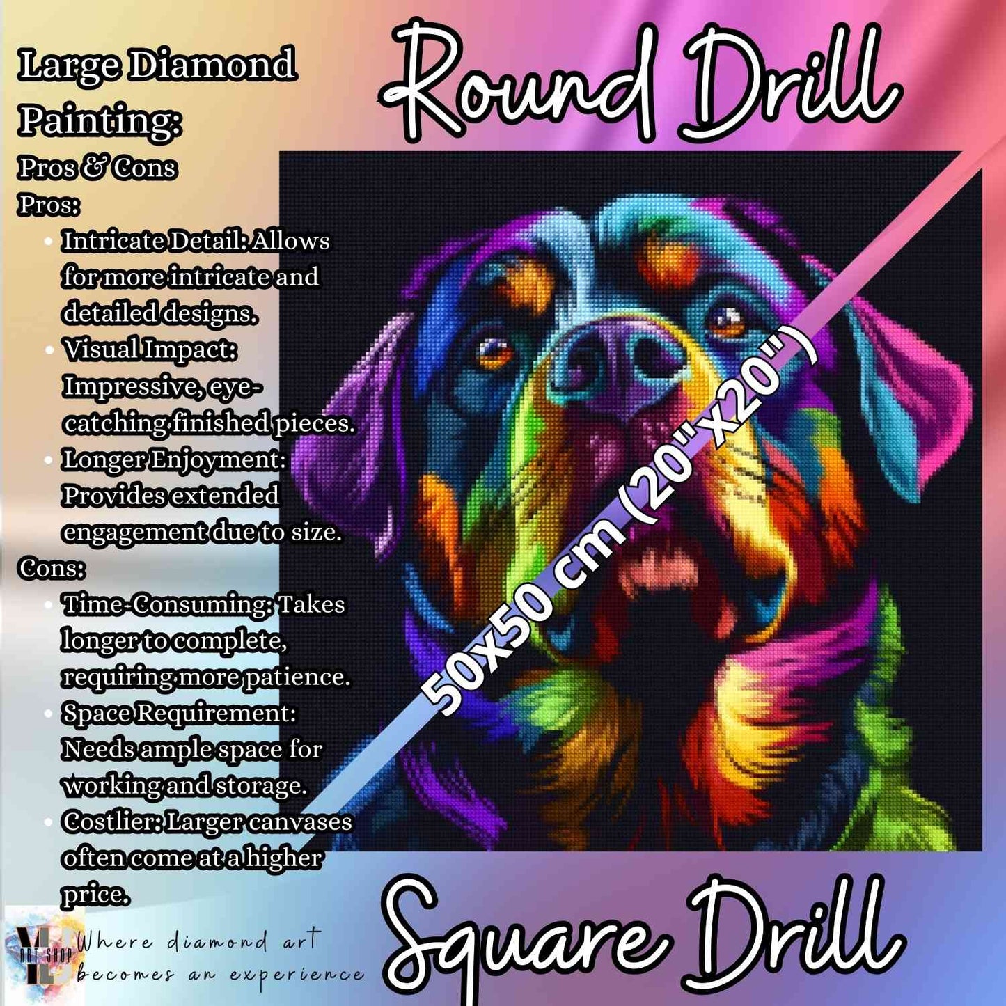 Rainbow Rottie - Dog Diamond Painting Kit - YLJ Art Shop