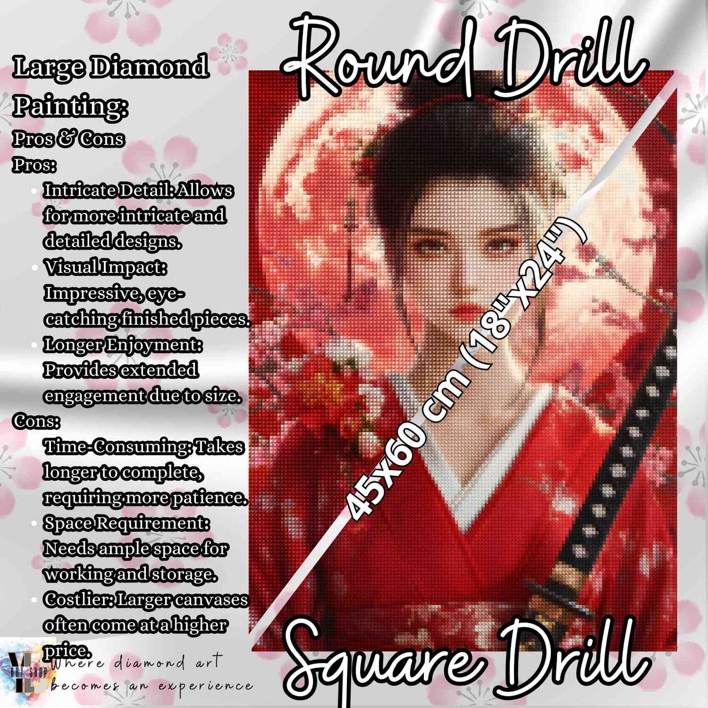 Sakura Warrior - Kimono Diamond Painting Kit - YLJ Art Shop