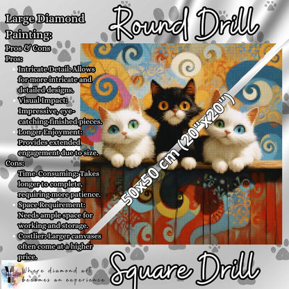 The Curious Trio - Cat Diamond Painting Kit - YLJ Art Shop