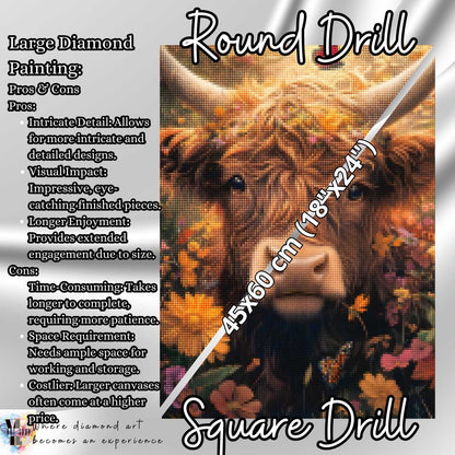 Highland Blossom - Cow Diamond Painting Kit - YLJ Art Shop - YLJ Art Shop