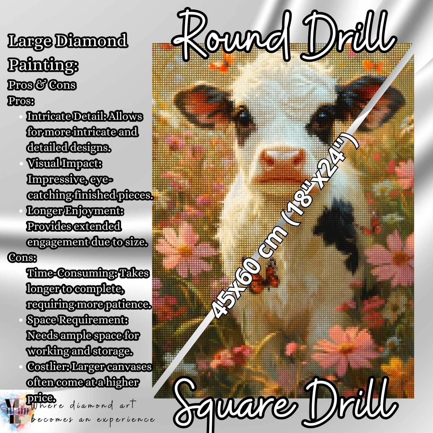 Blossom Meadow Calf - Cow Diamond Painting Kit - YLJ Art Shop - YLJ Art Shop