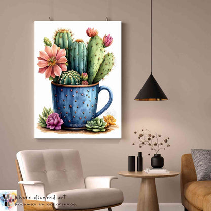 Cactus Bloom Mug - Cactus Diamond Painting Kit - YLJ Art Shop