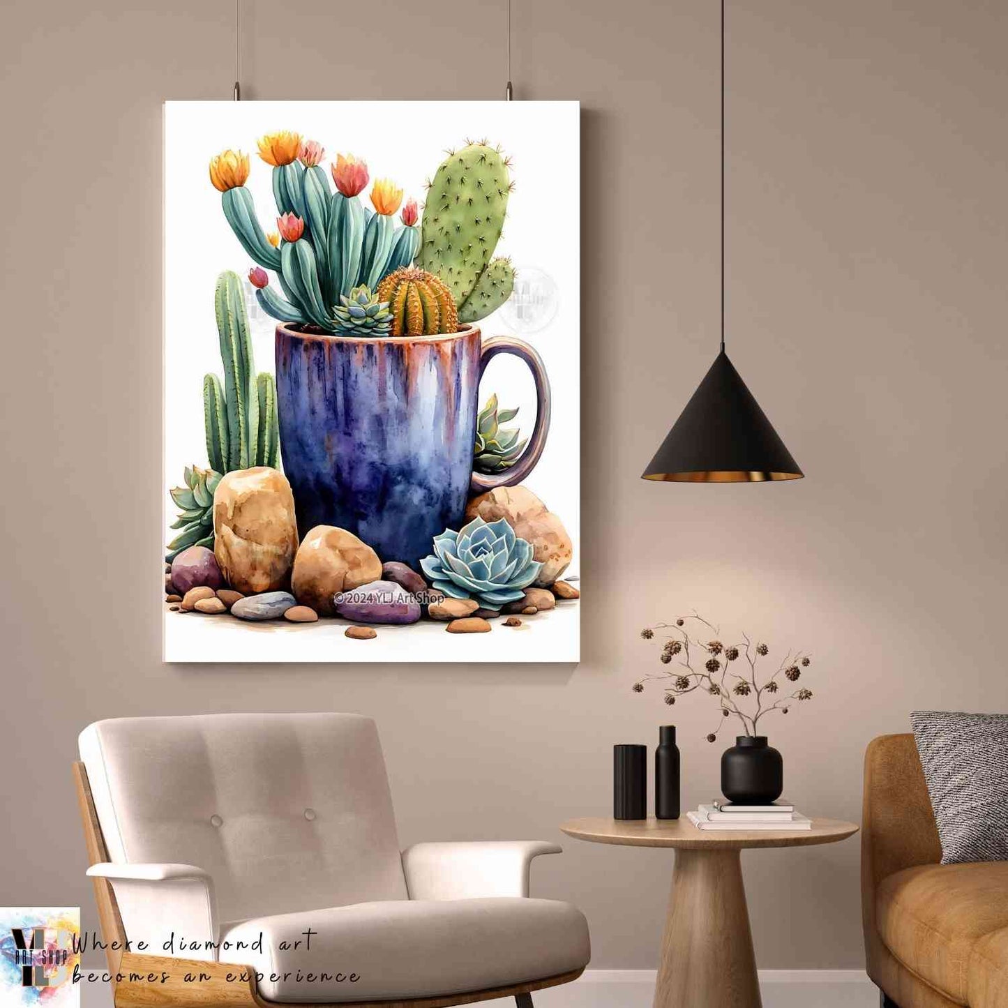 Desert Bloom Mug - Cactus Diamond Painting Kit - YLJ Art Shop