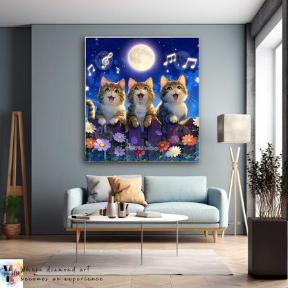 Harmony Under the Moon - Cat Diamond Painting Kit - YLJ Art Shop