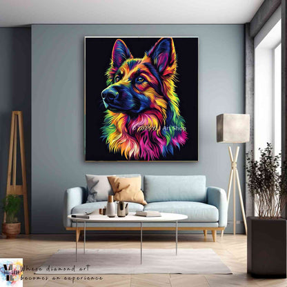 Neon Shepherd - Dog Diamond Painting Kit - YLJ Art Shop