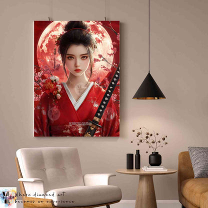 Sakura Warrior - Kimono Diamond Painting Kit - YLJ Art Shop