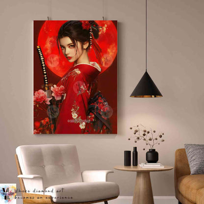 Scarlet Bloom - Kimono Diamond Painting Kit - YLJ Art Shop