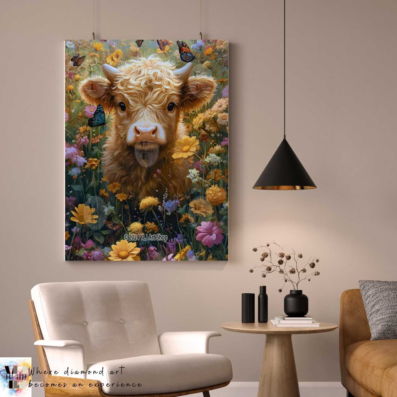 Sunlit Meadow - Cow Diamond Painting Kit - YLJ Art Shop - YLJ Art Shop