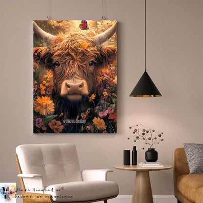 Highland Blossom - Cow Diamond Painting Kit - YLJ Art Shop - YLJ Art Shop