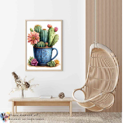 Cactus Bloom Mug - Cactus Diamond Painting Kit - YLJ Art Shop