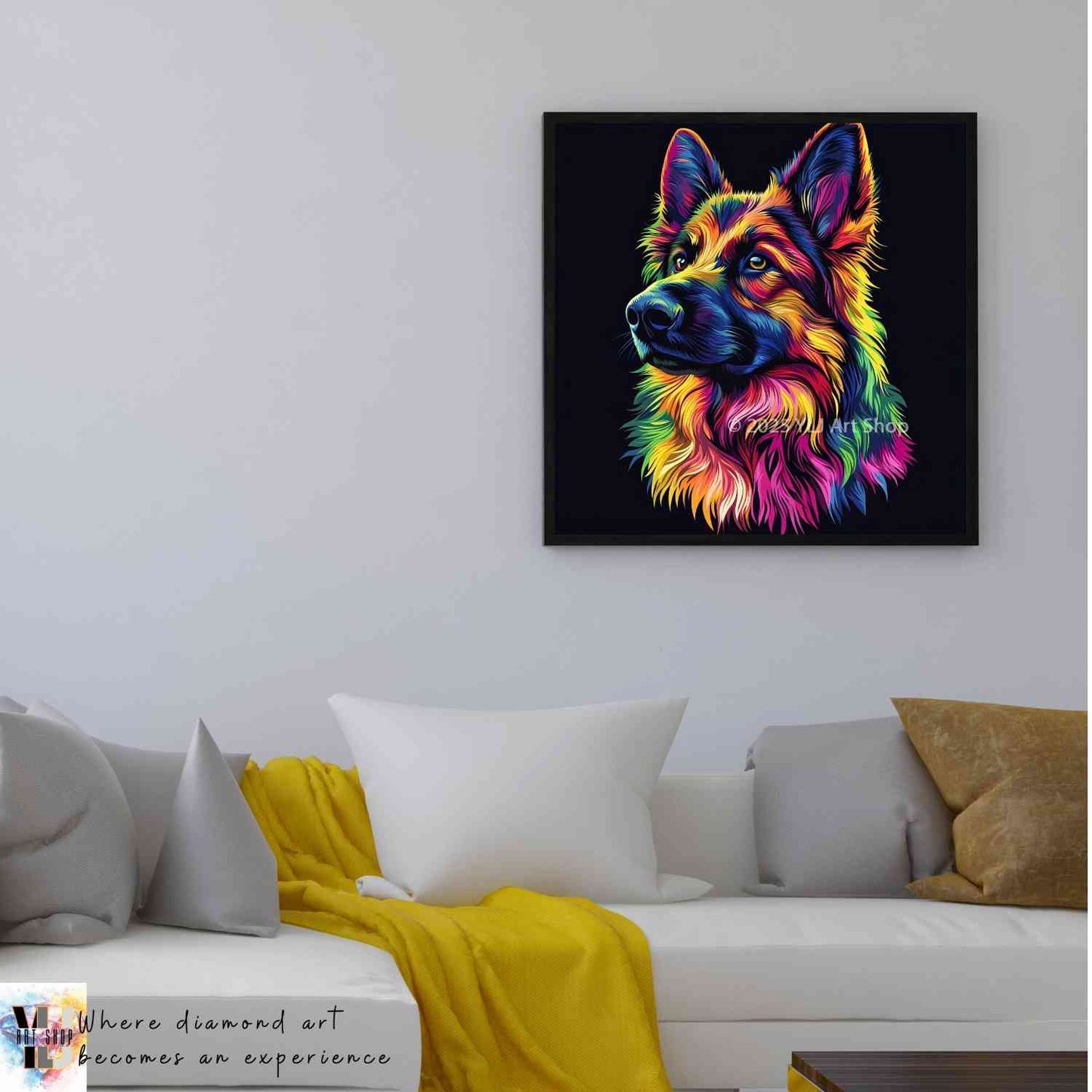 Neon Shepherd - Dog Diamond Painting Kit - YLJ Art Shop