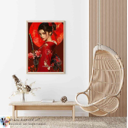 Scarlet Bloom - Kimono Diamond Painting Kit - YLJ Art Shop