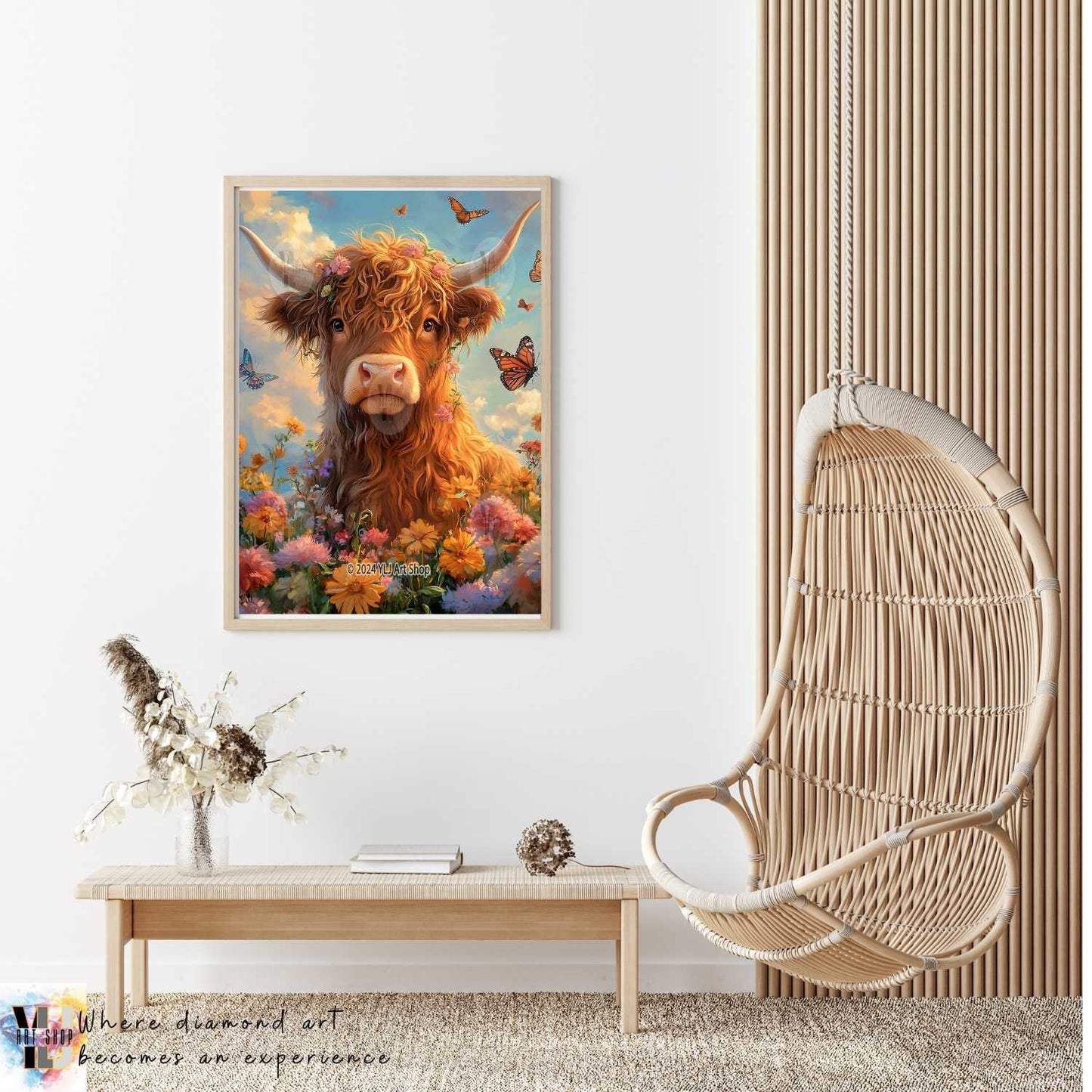 Golden Meadow Cow - Cow Diamond Painting Kit - YLJ Art Shop - YLJ Art Shop