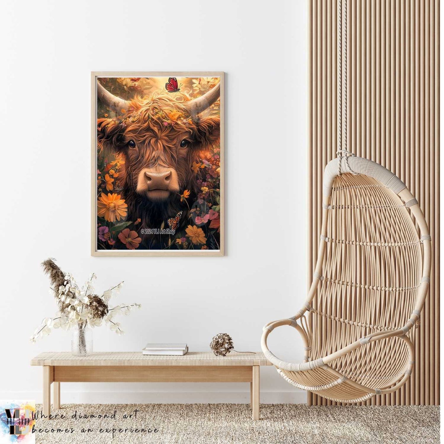 Highland Blossom - Cow Diamond Painting Kit - YLJ Art Shop - YLJ Art Shop