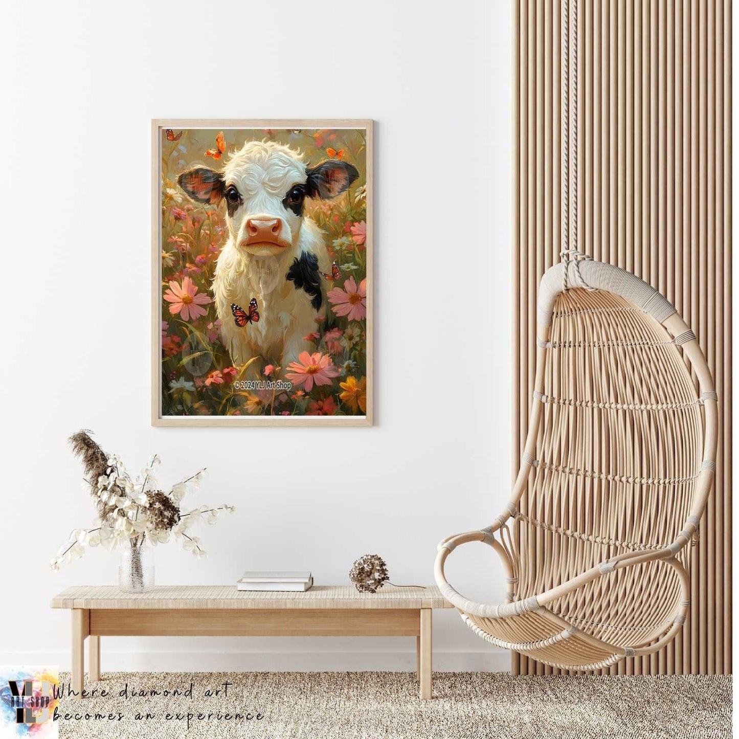 Blossom Meadow Calf - Cow Diamond Painting Kit - YLJ Art Shop - YLJ Art Shop