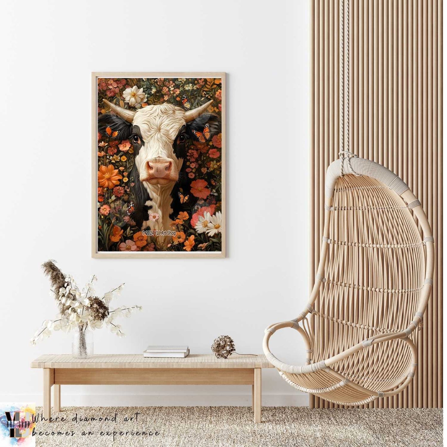 Butterfly Meadow Cow - Cow Diamond Painting Kit - YLJ Art Shop - YLJ Art Shop