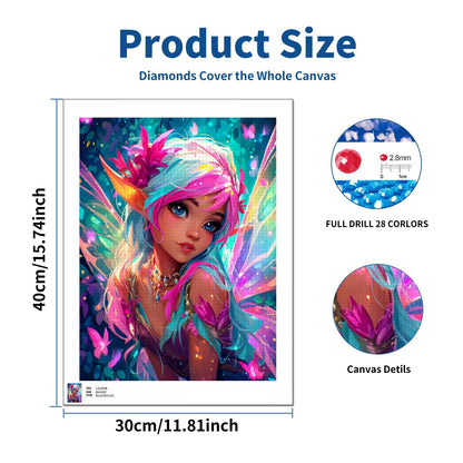 Lunalight Muse – 5D Diamond Painting Kit | Full Drill Fairy Anime Art Canvas with Round Diamonds