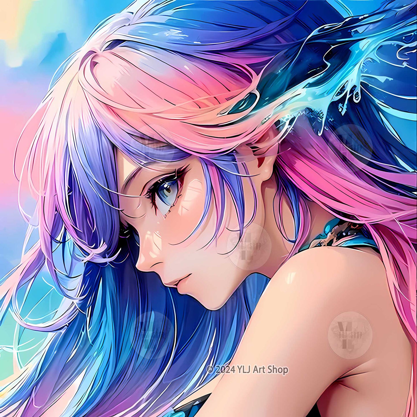 Aqua Dreamscape - Anime Diamond Painting Kit - YLJ Art Shop