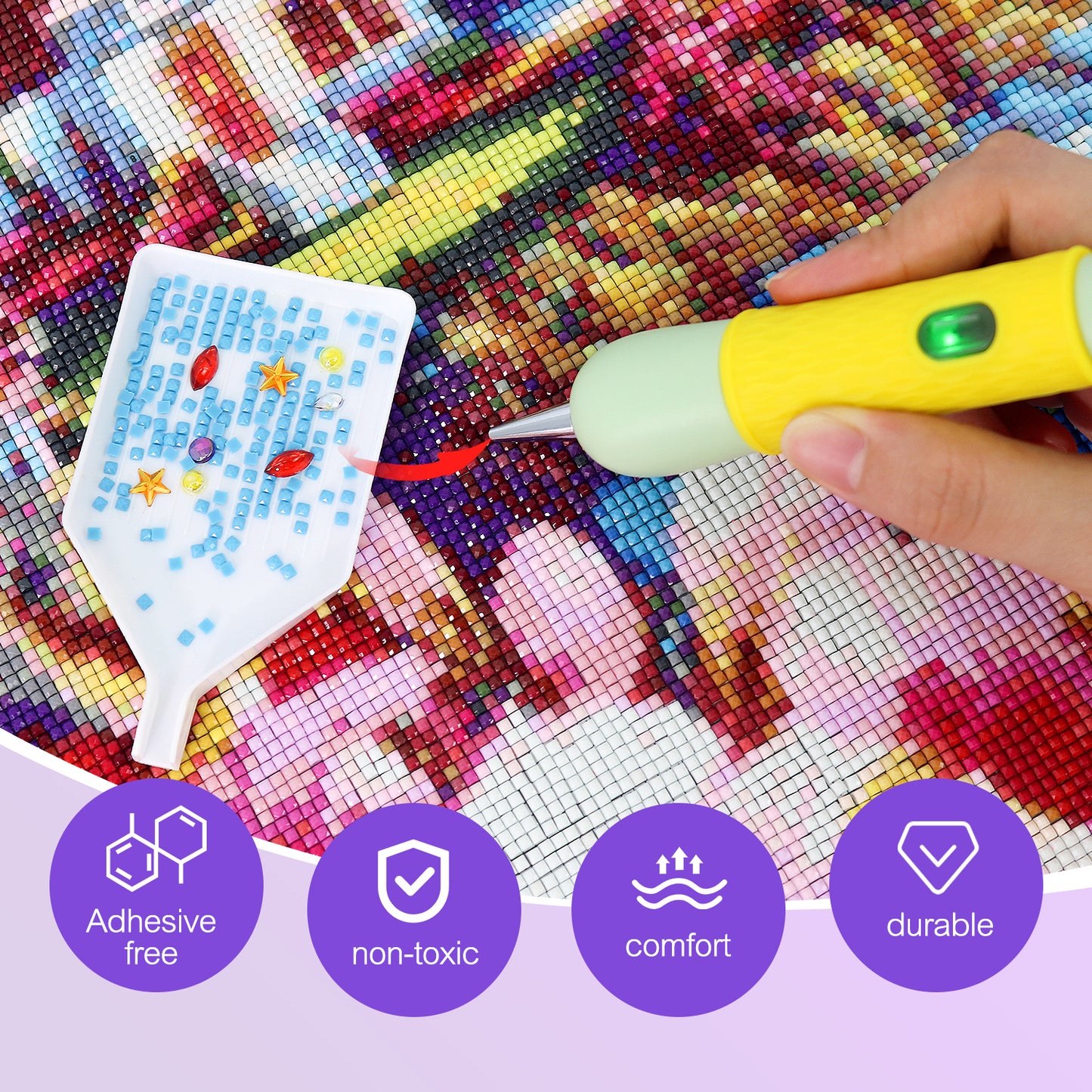 Diamond art pen placing gems directly from tray