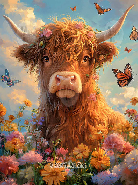 Golden Meadow Cow - Cow Diamond Painting Kit - YLJ Art Shop - YLJ Art Shop