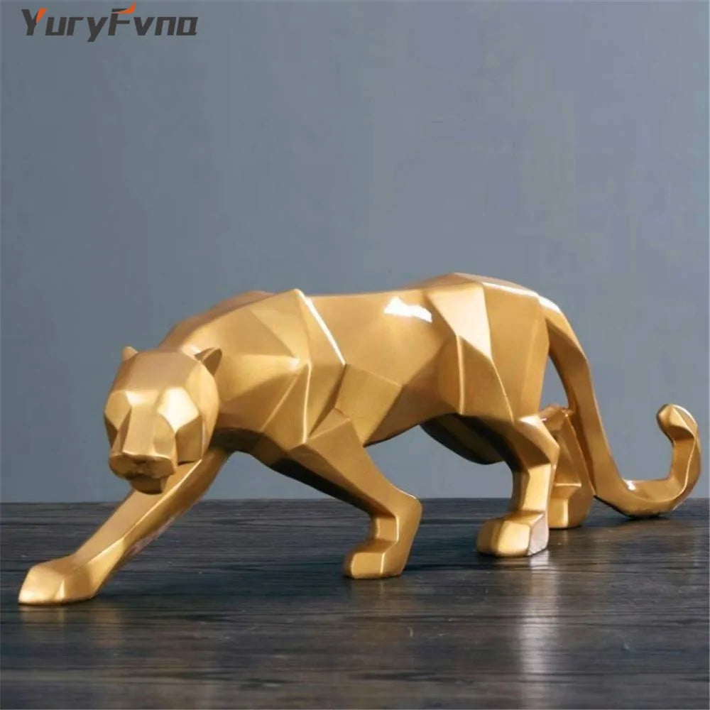 Elegance in Motion: Resin Leopard Statue - YLJ Art Shop