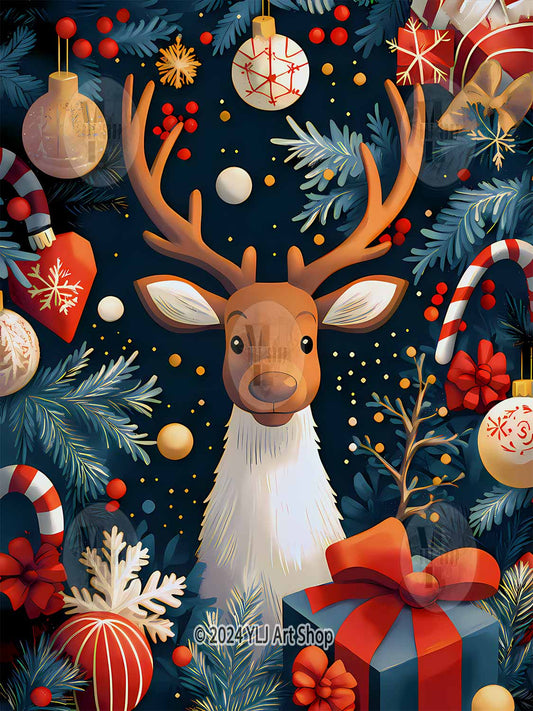 Rudolph's Festive Forest Frenzy - Christmas Diamond Painting Kit - YLJ Art Shop - YLJ Art Shop