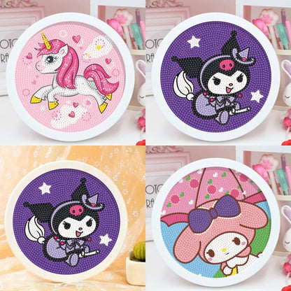 Unicorn Diamond Stickers - Children's DIY Kuromi Dot Diamond Painting Kit with Round Frame | Fun Craft for Kids